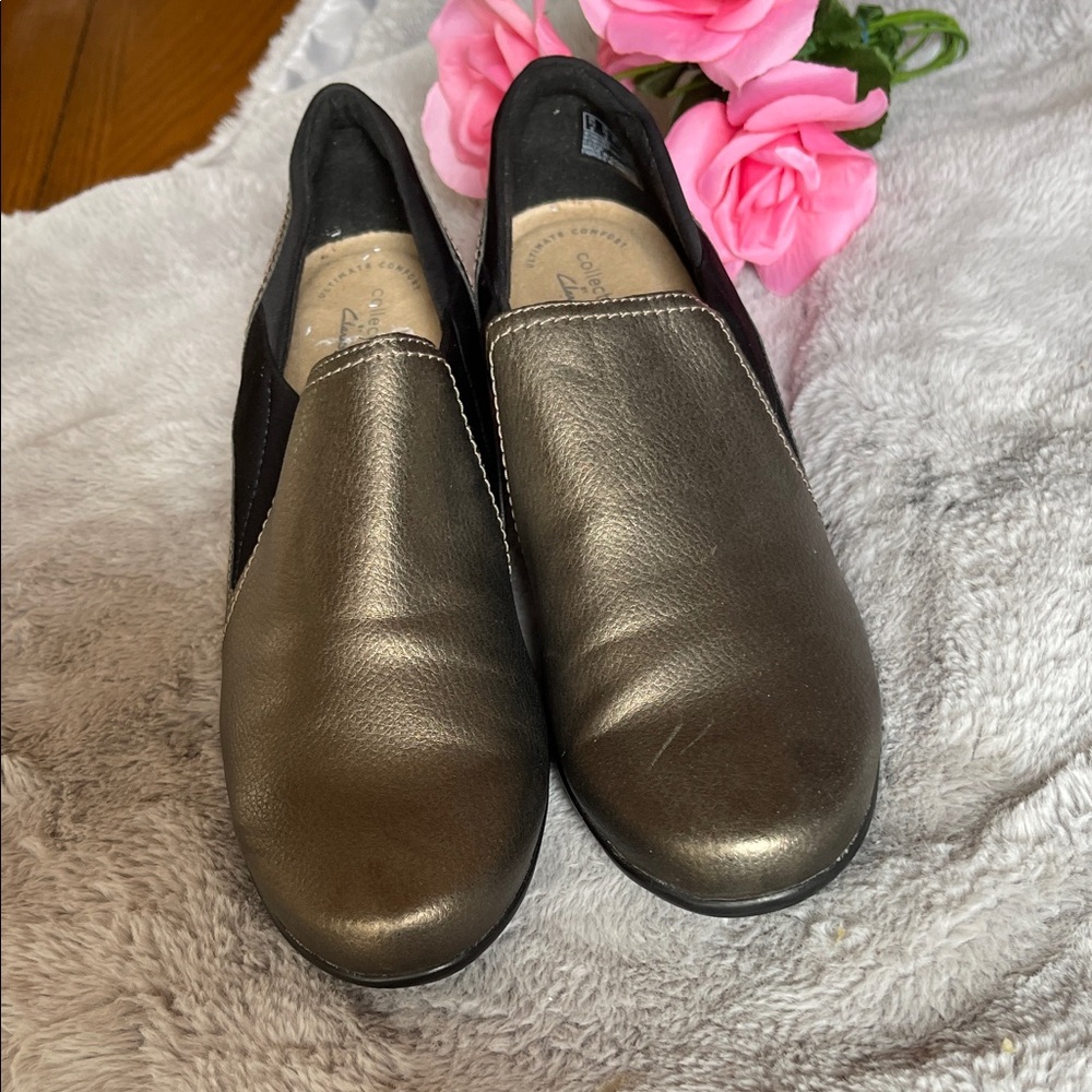 Clarks Metallic Bronze Slip-On Flats